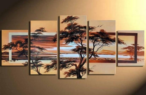 Tree of Life Painting, Ready to Hang, Large Art, Abstract Art, Flower Oil Painting, Abstract Painting, Canvas Painting, 5 Piece Wall Art, Canvas Art Painting-artworkcanvas