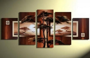 Abstract Art, Large Wall Art, Tree of Life Painting, Art on Canvas, Large Art, Canvas Painting, 5 Piece Canvas Art-artworkcanvas