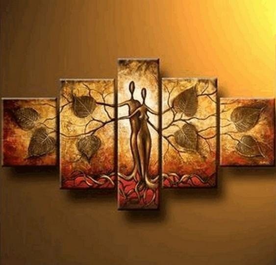 Canvas Painting, Abstract Painting, Tree of life Painting, Ready to Hang, Abstract Wall Art, 5 Piece Art Painting-artworkcanvas