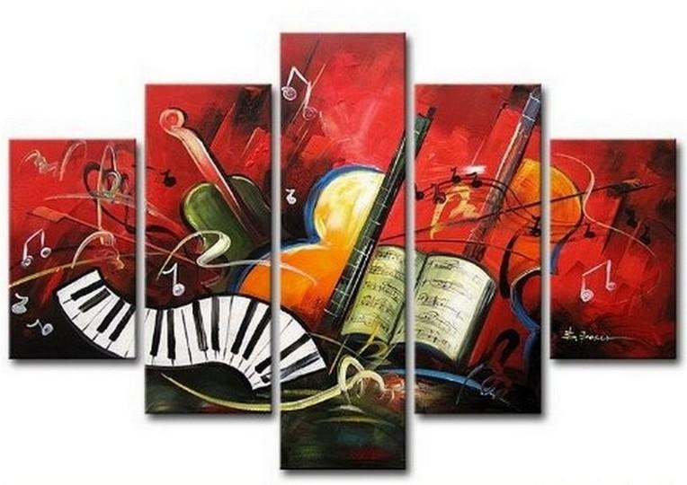 Canvas Art Painting, Abstract Painting, Abstract Art, 5 Piece Oil Painting, Canvas Painting, Violin Music Art-artworkcanvas