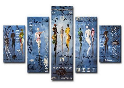 Abstract Art, Abstract Figure Art, Canvas Painting, Large Wall Art, Abstract Painting, Living Room Art, 5 Piece Art, Living Room Wall Art-artworkcanvas