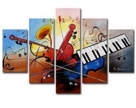 Large Canvas Art, Abstract Art, Canvas Art Painting, Abstract Painting, Wall Art, 5 Piece Wall Painting, Canvas Painting, Violin Music Art-artworkcanvas