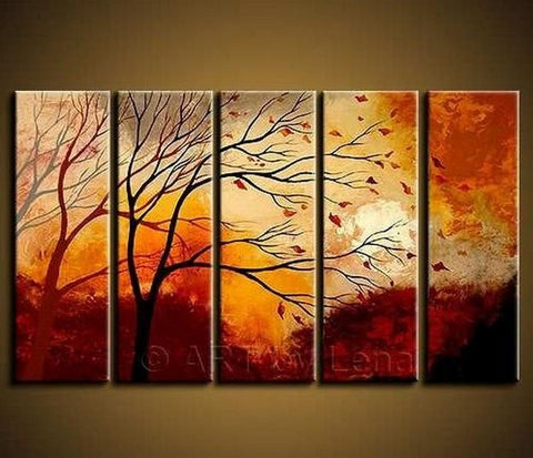 Landscape Painting, Large Wall Art, Abstract Art, Landscape Art, Canvas Painting, Oil Painting, 5 Piece Wall Art, Huge Wall Art, Ready to Hang-artworkcanvas