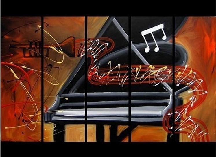 Piano Painting, Large Wall Art, Abstract Painting, Canvas Painting, 5 Panel Wall Art, Huge Wall Art, Ready to Hang-artworkcanvas