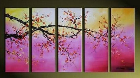 Flower Art, Canvas Painting, Plum Tree Painting, Large Canvas Art, Abstract Art, Abstract Painting, 5 Piece Wall Art, Huge Painting, Acrylic Art, Ready to Hang-artworkcanvas