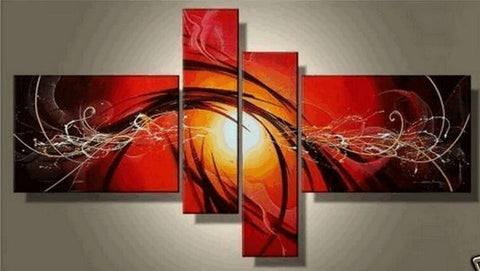 Acrylic Abstract Wall Art Paintings, Large Canvas Art Painting, Abstract Lines Painting, Hand Painted Art, Red Canvas Painting-artworkcanvas