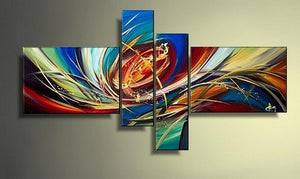 Colorful Lines, Contemporary Abstract Painting, Acrylic Modern Paintings, 4 Piece Wall Art Paintings, Living Room Canvas Painting, Hand Painted Art, Simple Modern Art-artworkcanvas