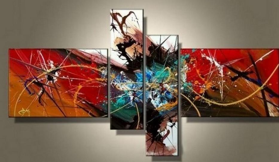Abstract Modern Painting, 4 Piece Wall Art Paintings, Living Room Canvas Painting, Hand Painted Art, Group Painting for Sale-artworkcanvas