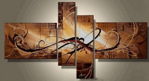 Simple Canvas Art Painting, Acrylic Art Painting on Canvas, 4 Panel Wall Art, Canvas Painting for Sale, Hand Painted Acrylic Paintings-artworkcanvas