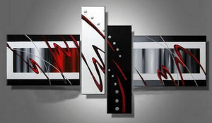 Abstract Lines Painting, Canvas Art Painting, Acrylic Art Paintings, Living Room Wall Art Ideas, 4 Panel Wall Art, Hand Painted Canvas Art-artworkcanvas