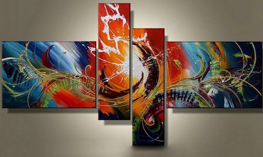 Modern Acrylic Painting, Large Wall Art Paintings, 4 Panel Wall Art Ideas, Abstract Lines Painting, Living Room Canvas Painting, Hand Painted Canvas Art-artworkcanvas