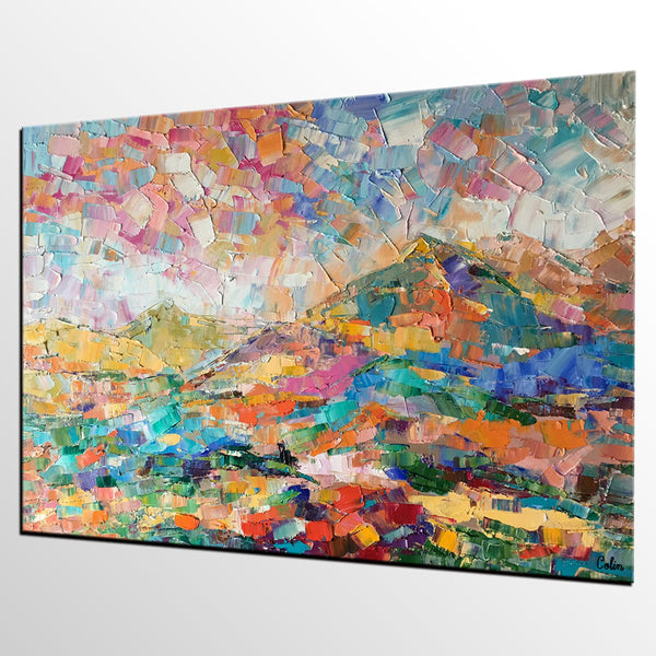 Custom Abstract Painting, Abstract Mountain Landscape Painting, Oil Painting, Heavy Texture Art-artworkcanvas