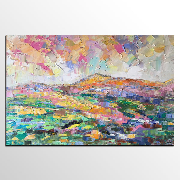 Abstract Mountain Landscape Painting, Custom Landscape Painting on Canvas, Large Painting for Living Room, Heavy Texture Painting-artworkcanvas