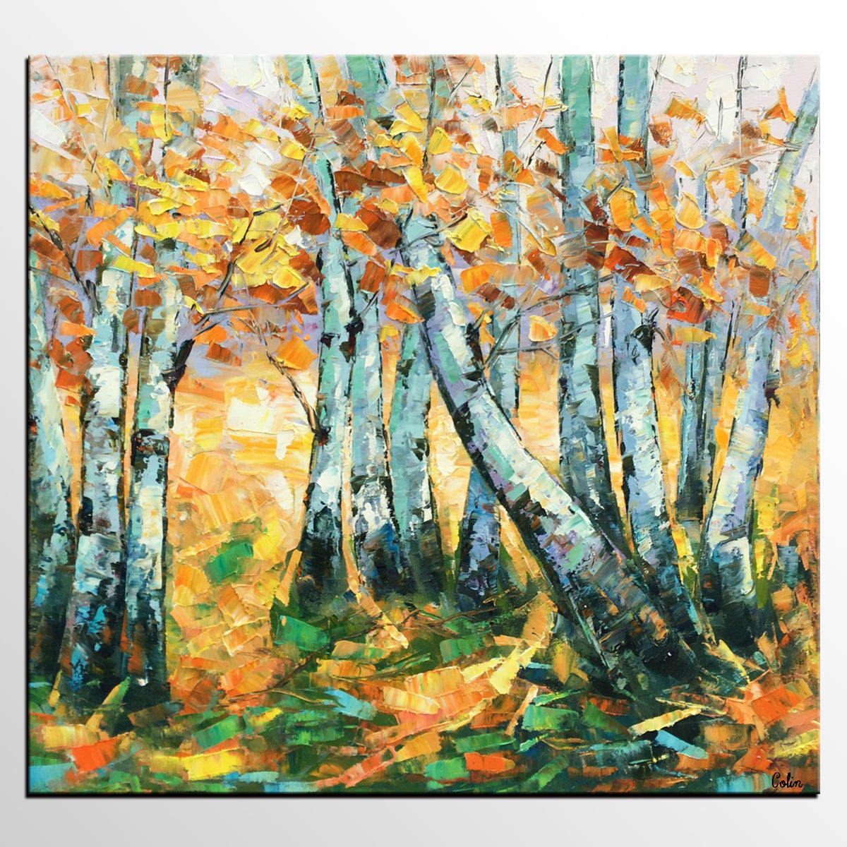 Landscape Painting, Oil Painting, Autumn Tree Painting, Abstract Painting, Custom Canvas Painting-artworkcanvas