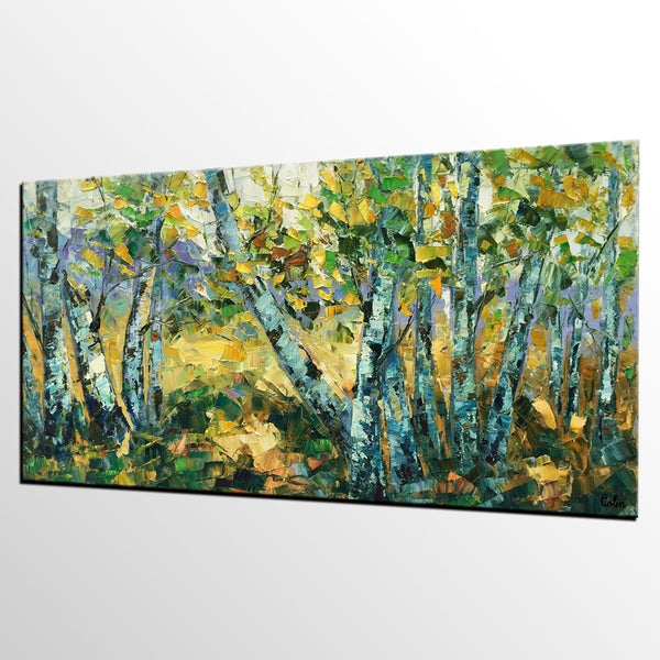 Landscape Wall Art Paintings, Custom Palette Knife Paintings, Autumn Tree Painting, Impression Painting, Landscape Painting on Canvas-artworkcanvas