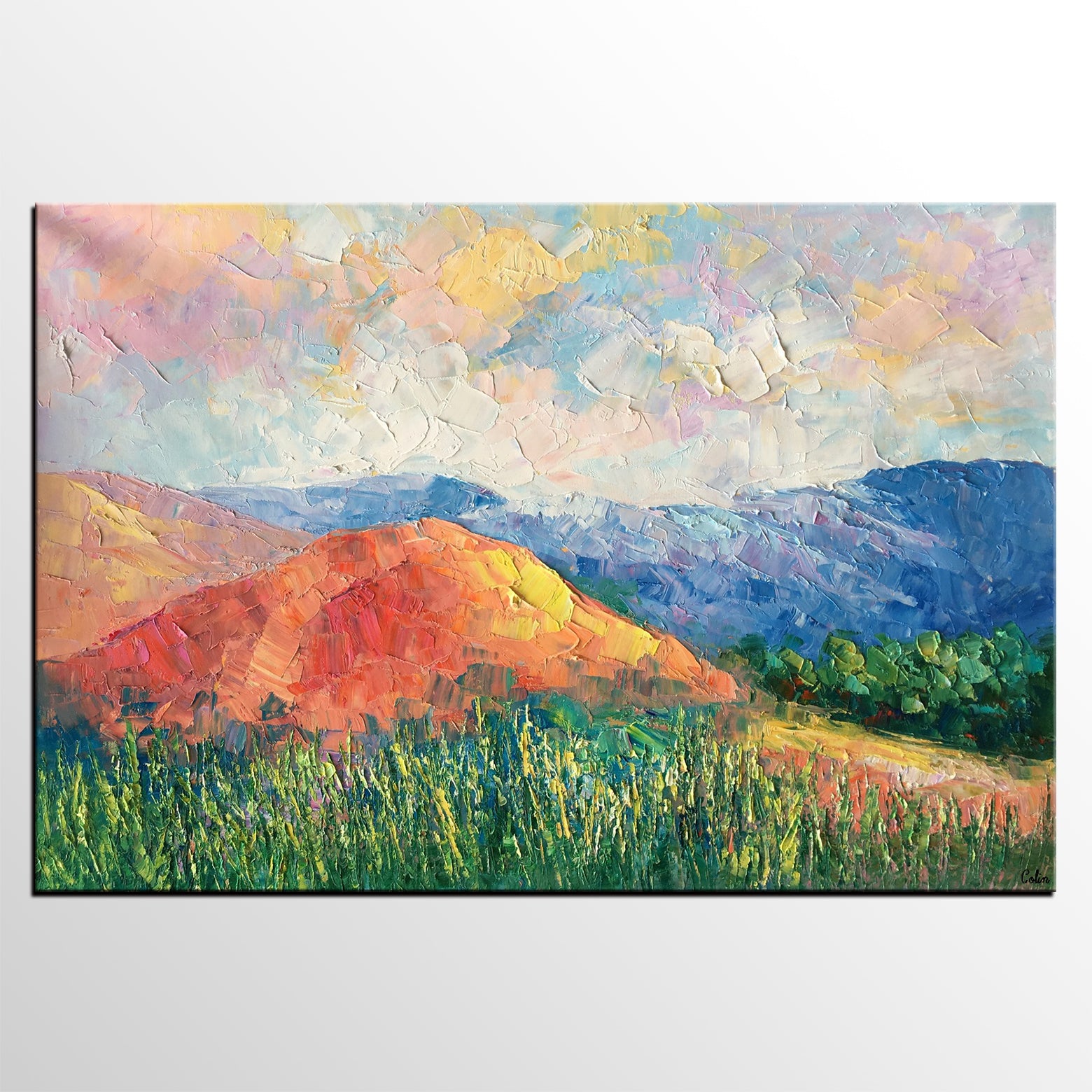 Abstract Art Painting, Mountain Landscape Painting, Landscape Oil Painting, Heavy Texture Painting, Canvas Painting-artworkcanvas