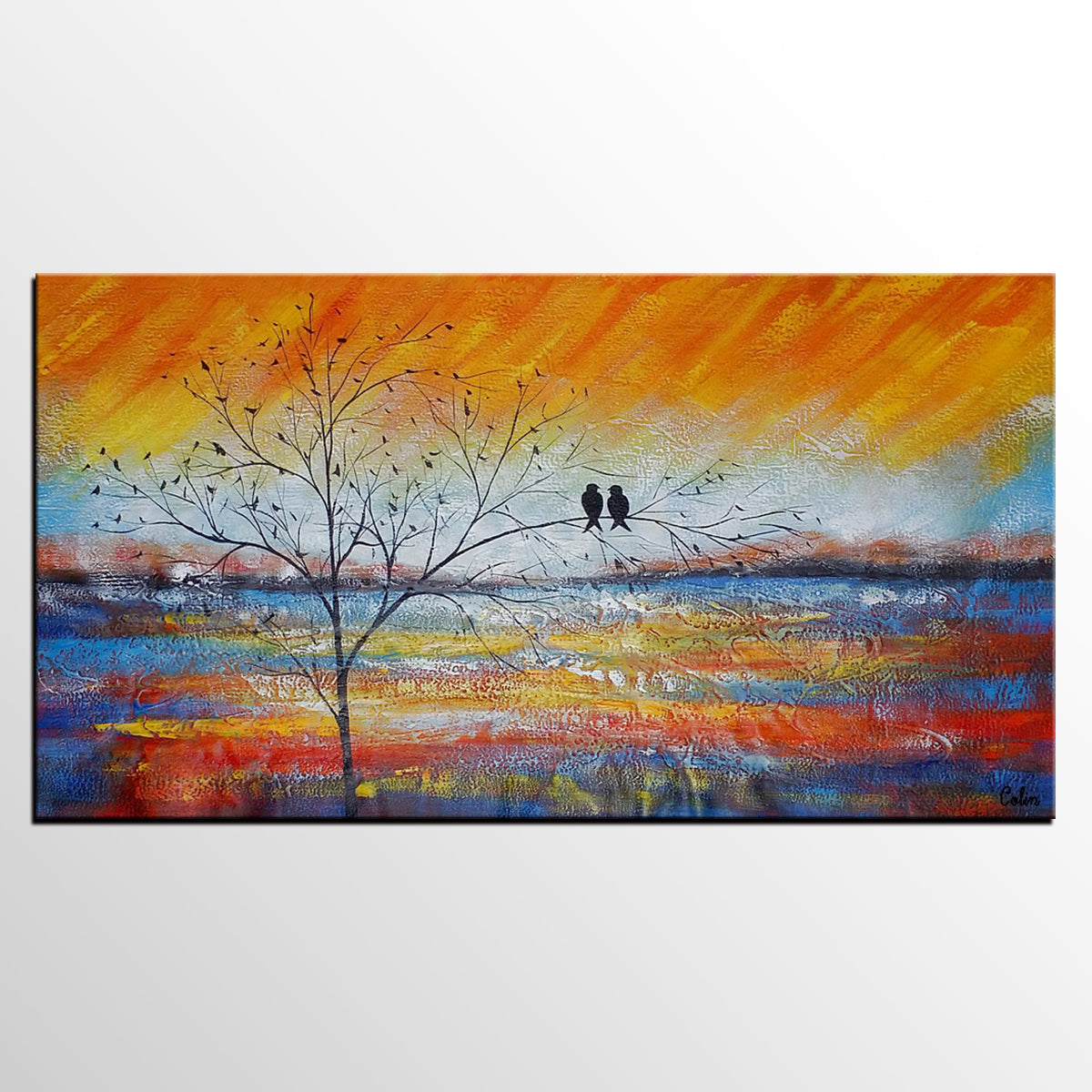 Acrylic Abstract Painting, Love Birds Painting, Living Room Wall Art Paintings, Custom Original Paintings, Acrylic Painting for Sale-artworkcanvas