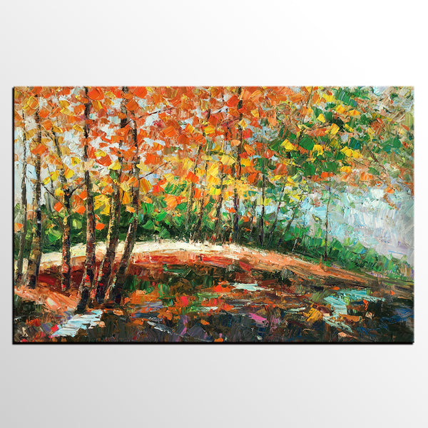 Abstract Landscape Art, Autumn Tree Painting, Large Painting, Bedroom Canvas Art, Buy Art Online-artworkcanvas