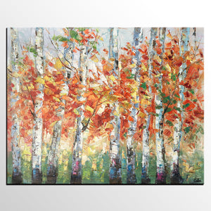 Abstract Landscape Art, Large Art, Canvas Art, Wall Art, Birch Tree Artwork, Canvas Painting-artworkcanvas