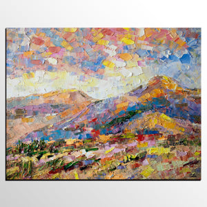 Oil Painting on Canvas, Mountain Landscape Painting, Custom Original Painting for Sale, Landscape Canvas Painting for Bedroom-artworkcanvas