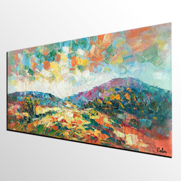 Original Artwork, Mountain Landscape Painting, Custom Extra Large Art, Canvas Artwork-artworkcanvas