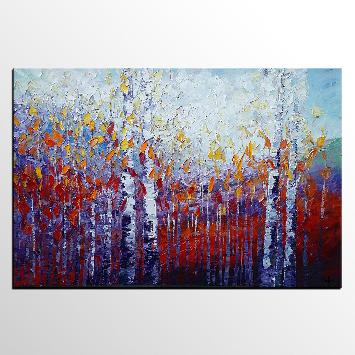 Custom Canvas Art, Autumn Tree Painting, Abstract Landscape Painting, Canvas Painting-artworkcanvas