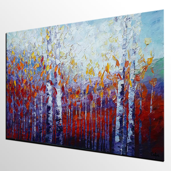 Custom Canvas Art, Autumn Tree Painting, Abstract Landscape Painting, Canvas Painting-artworkcanvas