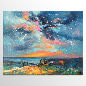 Original Painting, Starry Night Sky Painting, Original Artwork, Custom Large Canvas Painting, Art on Canvas-artworkcanvas