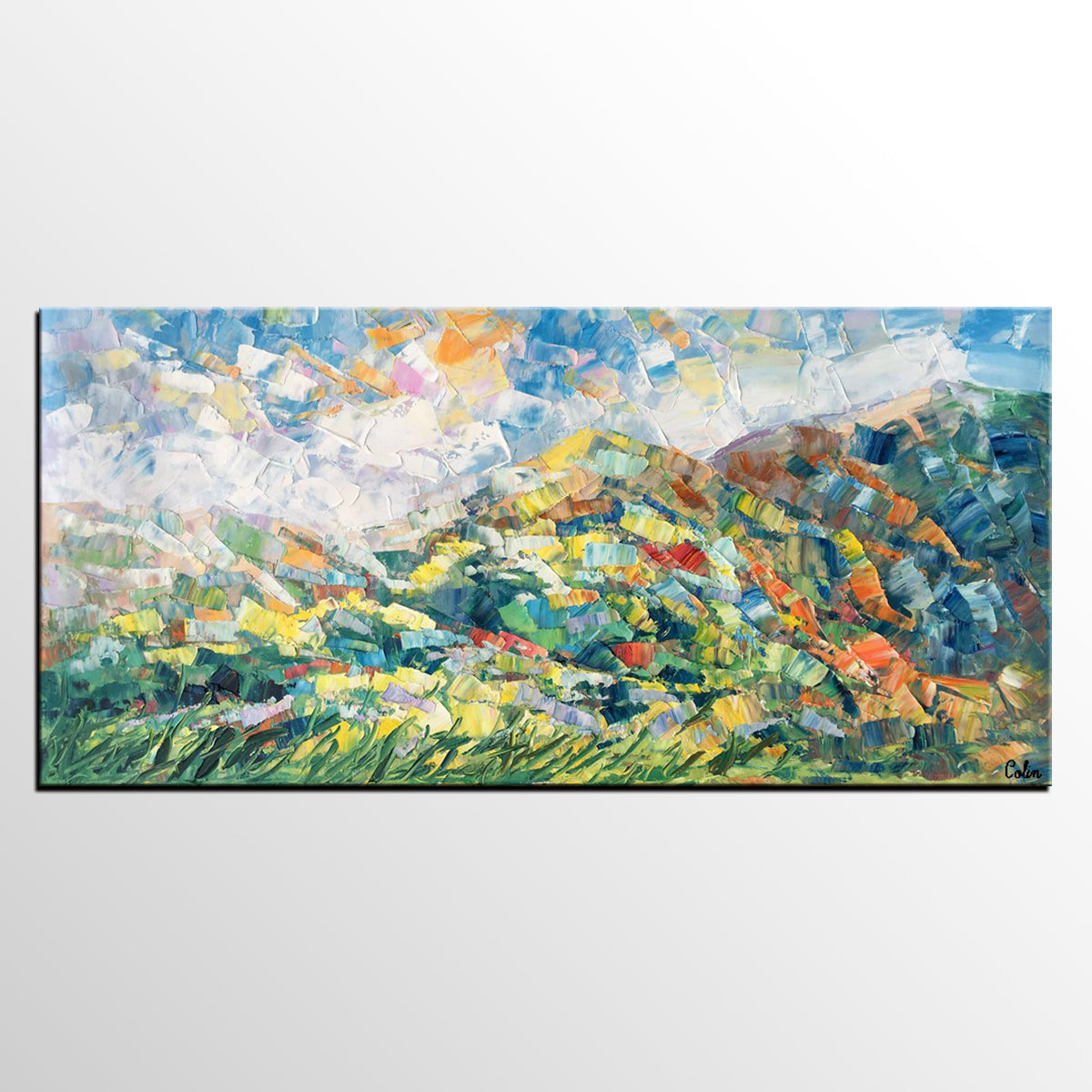 Spring Mountain Landscape Painting, Canvas Artwork, Original Artwork, Custom Extra Large Art-artworkcanvas