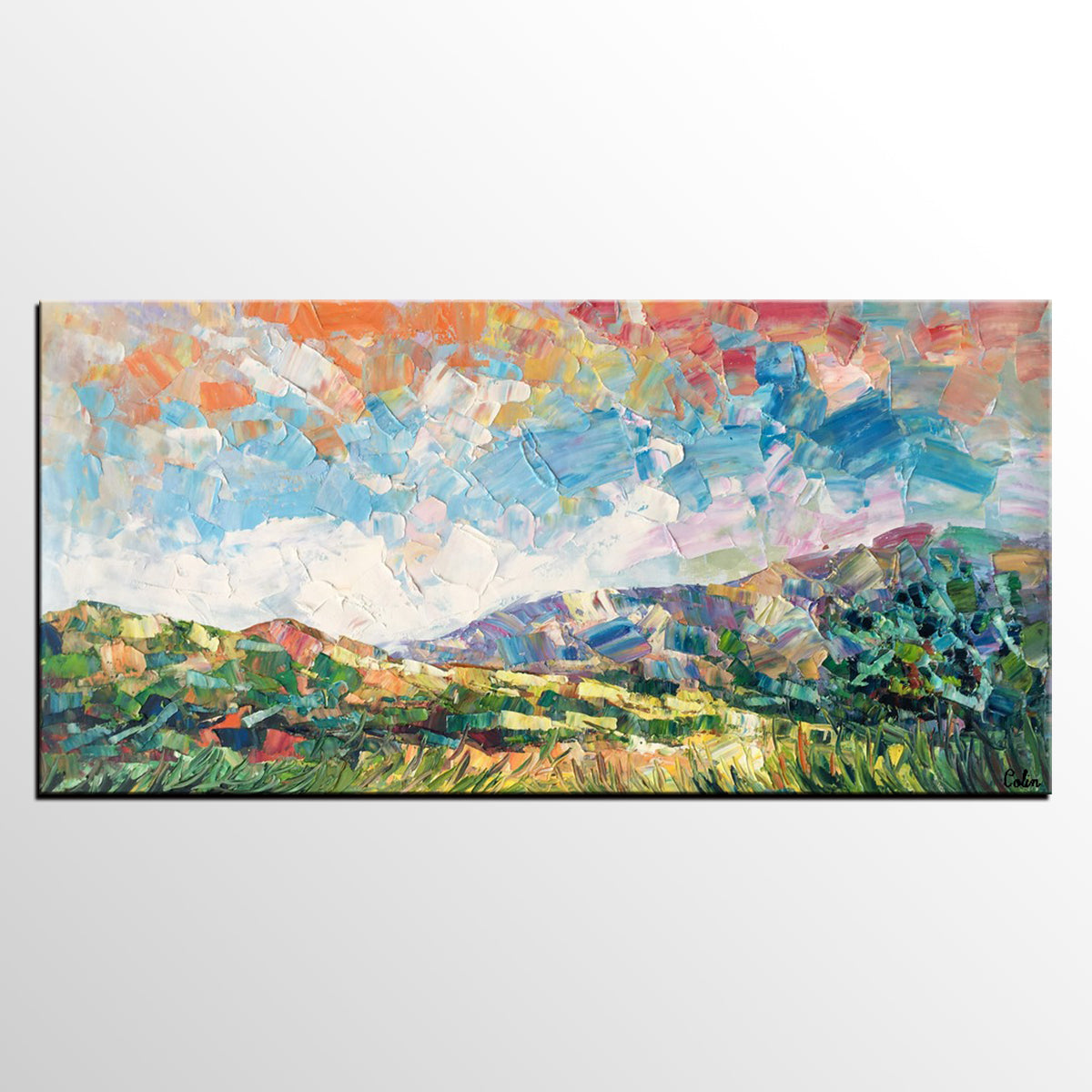 Spring Mountain Landscape Painting, Custom Extra Large Painting, Canvas Artwork, Original Artwork-artworkcanvas