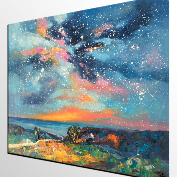Original Painting, Starry Night Sky Painting, Original Artwork, Custom Large Canvas Painting, Art on Canvas-artworkcanvas