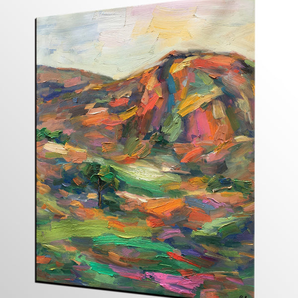 Abstract Art Painting, Landscape Oil Painting, Original Painting, Autumn Mountain Painting-artworkcanvas