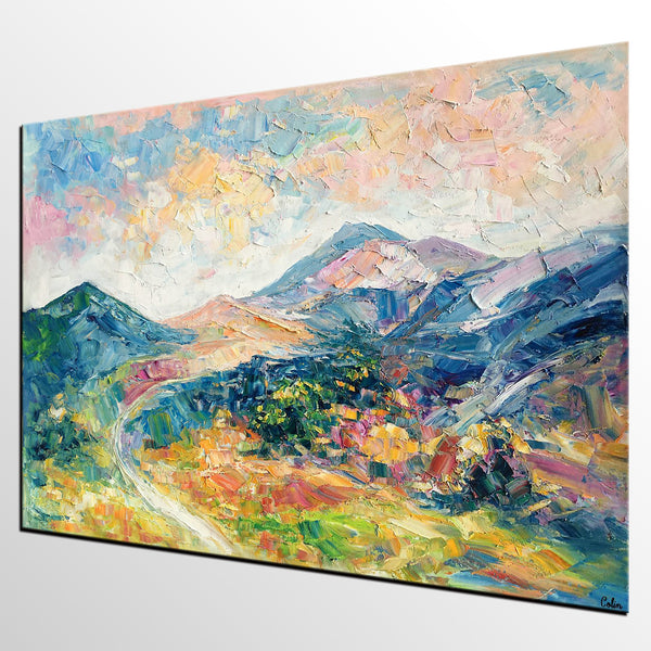 Abstract Art Painting for Bedroom, Mountain Landscape Painting, Contemporary Art for Bedroom-artworkcanvas