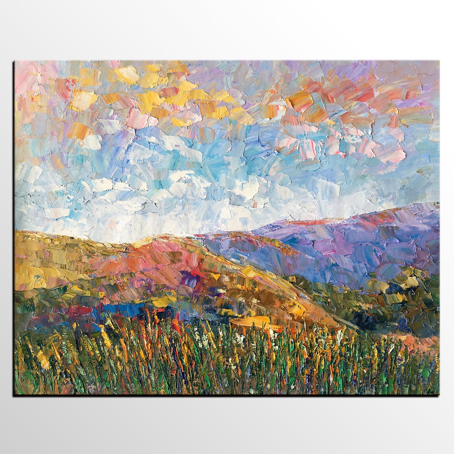 Custom Large Wall Art, Mountain Landscape Canvas Art, Abstract Landscape Painting, Rustic Wall Art, Original Artwork-artworkcanvas