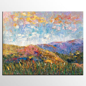 Custom Large Wall Art, Mountain Landscape Canvas Art, Abstract Landscape Painting, Rustic Wall Art, Original Artwork-artworkcanvas