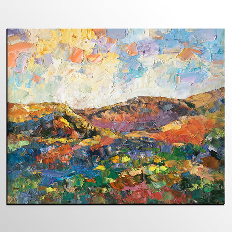 Mountain Landscape Painting, Custom Large Oil Painting, Large Canvas Wall Art Painting-artworkcanvas