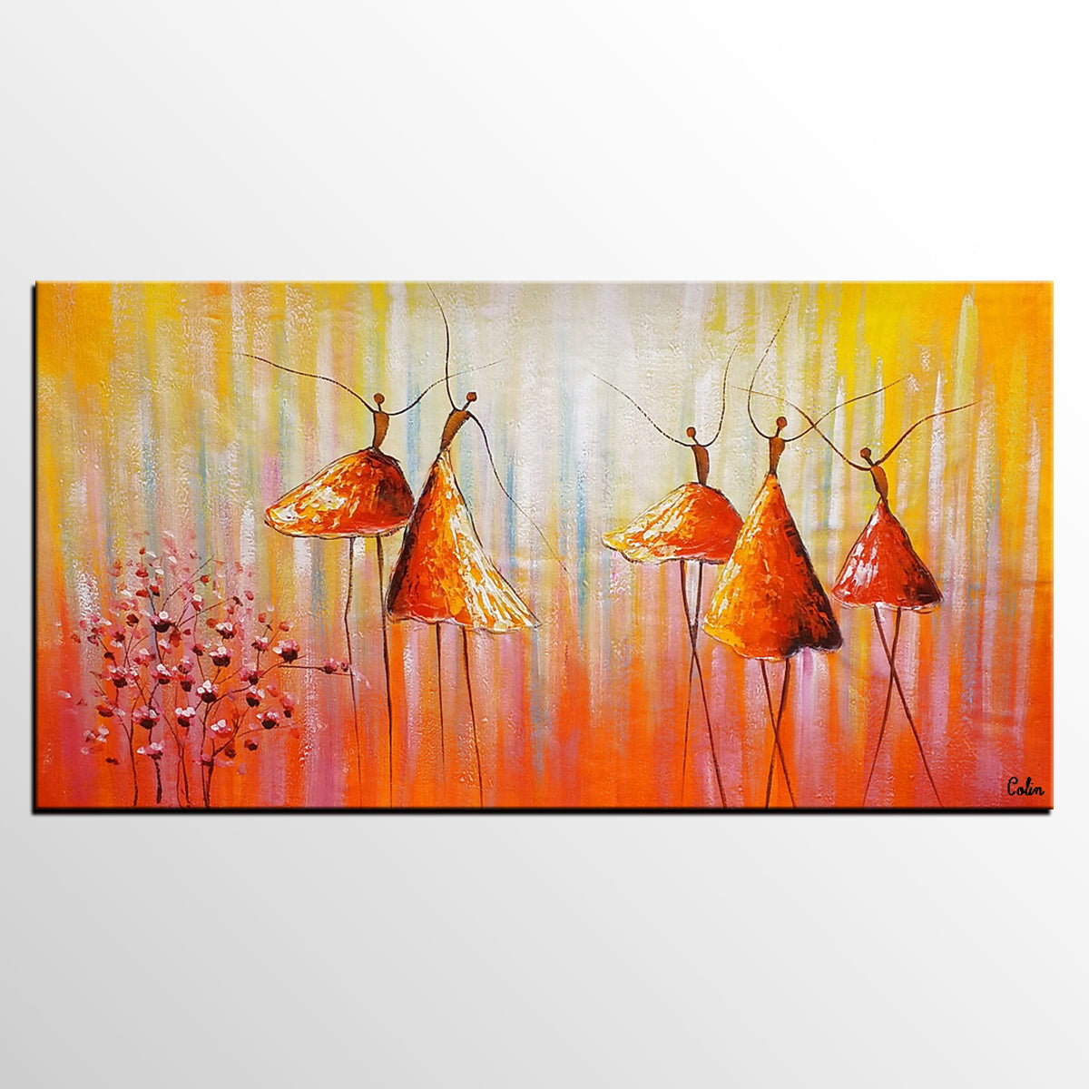 Dancing Painting, Ballet Dancer Painting, Large Abstract Painting for Sale, Heavy Texture Painting, Modern Paintings for Bedroom-artworkcanvas