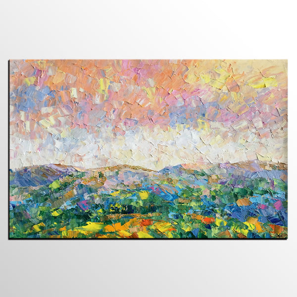 Mountain and Sky Painting, Landscape Painting, Custom Oil Painting Painting, Living Room Wall Art, Canvas Painting-artworkcanvas