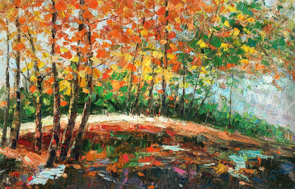 Abstract Landscape Art, Autumn Tree Painting, Large Painting, Bedroom Canvas Art, Buy Art Online-artworkcanvas