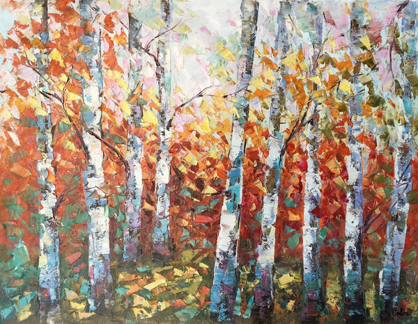 Oil Painting, Autumn Birch Tree Painting, Canvas Art for Bedroom, Canvas Painting-artworkcanvas