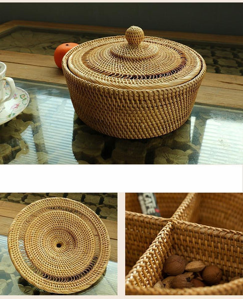Indonesia Woven Storage Basket, Small Food and Snacks Basket, Kitchen Storage Basket, Storage Basket for Dining Room-artworkcanvas
