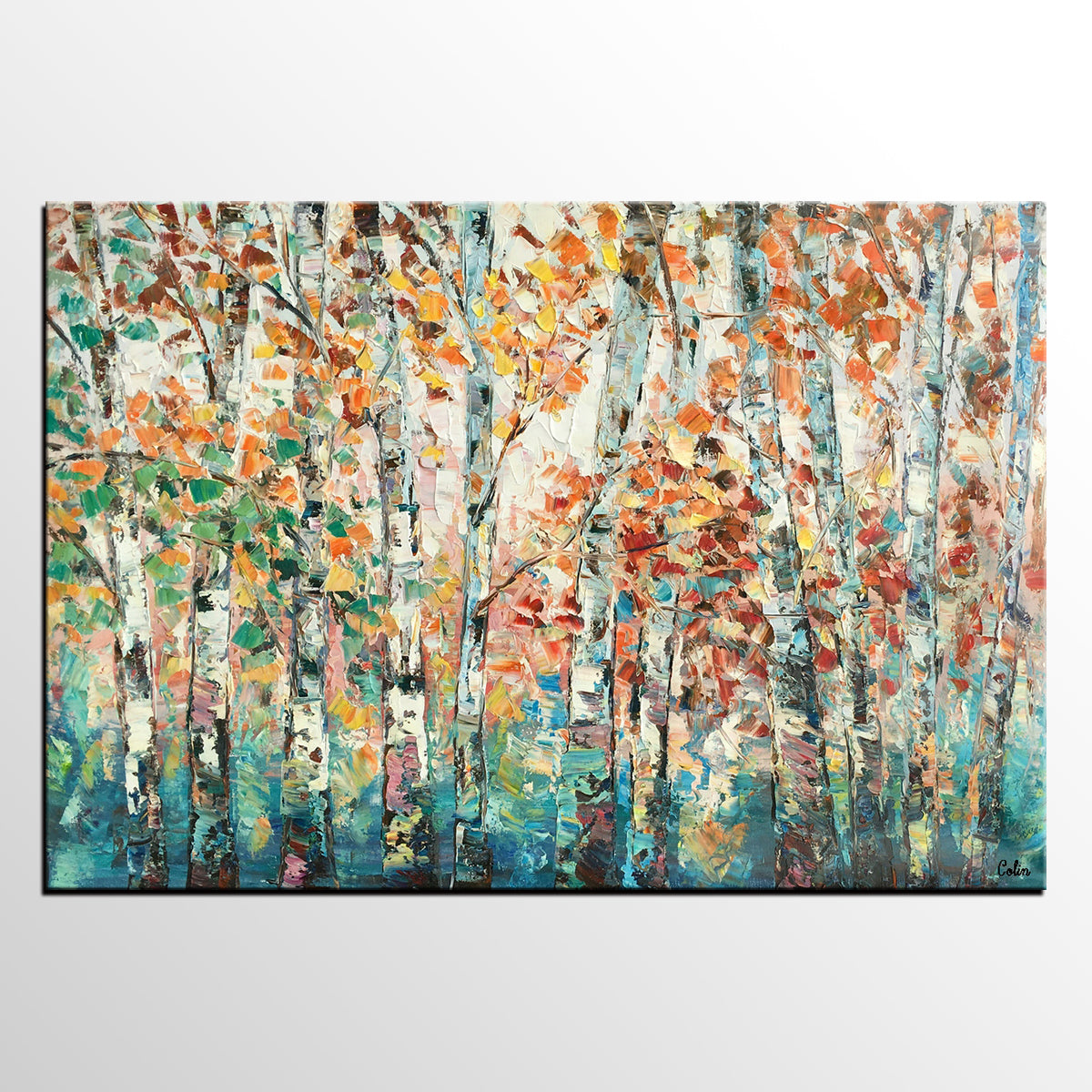 Landscape Oil Paintings, Autumn Tree Paintings, Custom Canvas Painting for Living Room, Landscape Painting on Canvas, Palette Knife Paintings-artworkcanvas