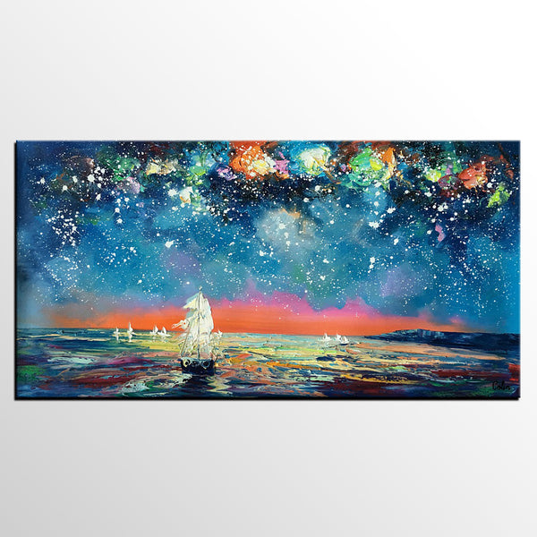 Impasto Artwork, Starry Night Sky Painting, Canvas Painting, Custom Extra Large Painting-artworkcanvas