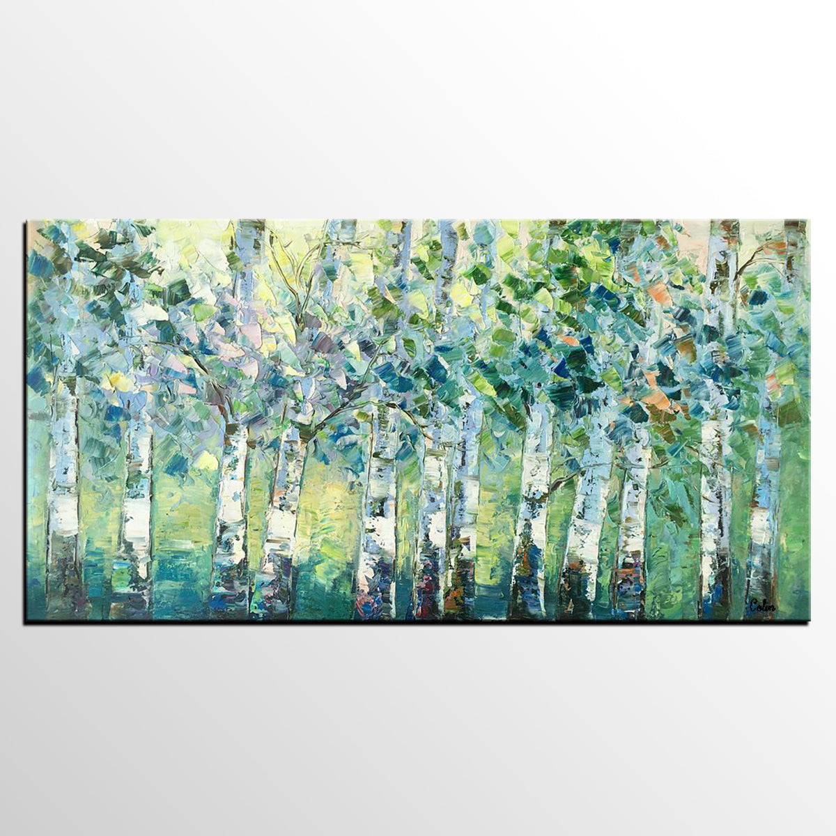 Spring Tree Painting, Original Painting, Custom Extra Large Painting, Oil Painting for Dining Room-artworkcanvas