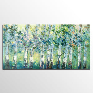 Spring Tree Painting, Original Painting, Custom Extra Large Painting, Oil Painting for Dining Room-artworkcanvas