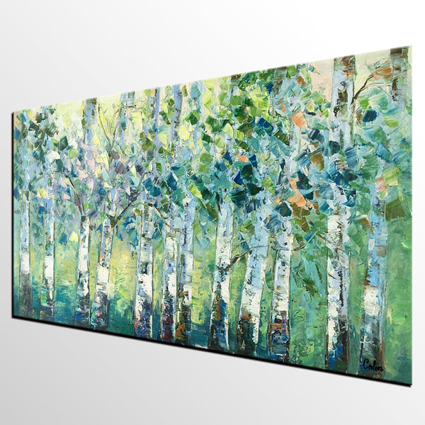 Spring Tree Painting, Original Painting, Custom Extra Large Painting, Oil Painting for Dining Room-artworkcanvas