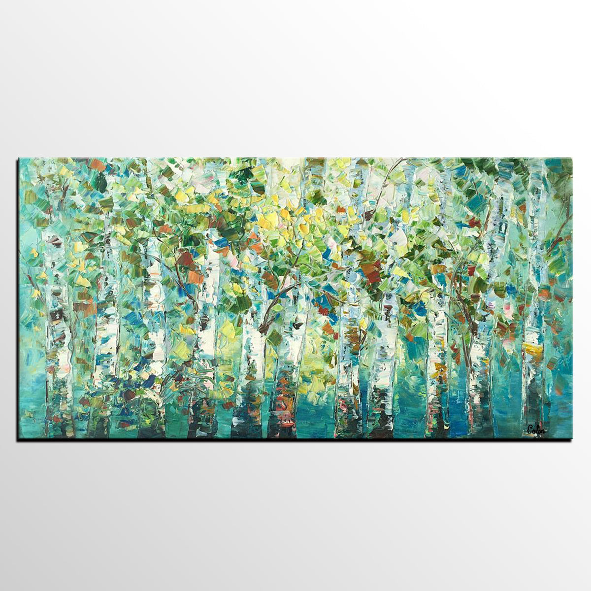 Original Painting, Spring Tree Painting, Custom Extra Large Painting, Oil Painting for Dining Room-artworkcanvas