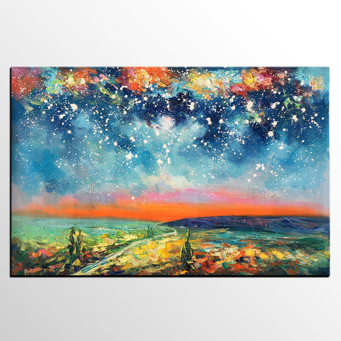Buy Art Online, Abstract Art for Sale, Starry Night Sky Painting, Custom Extra Large Painting-artworkcanvas