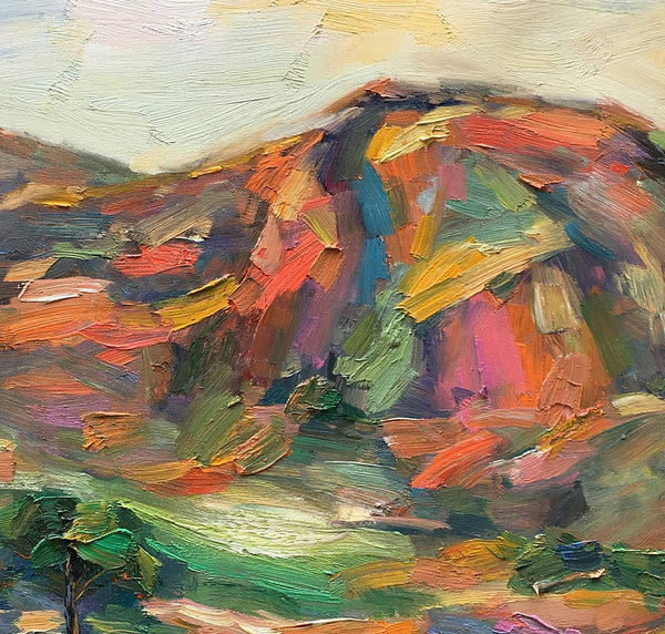 Abstract Art Painting, Landscape Oil Painting, Original Painting, Autumn Mountain Painting-artworkcanvas