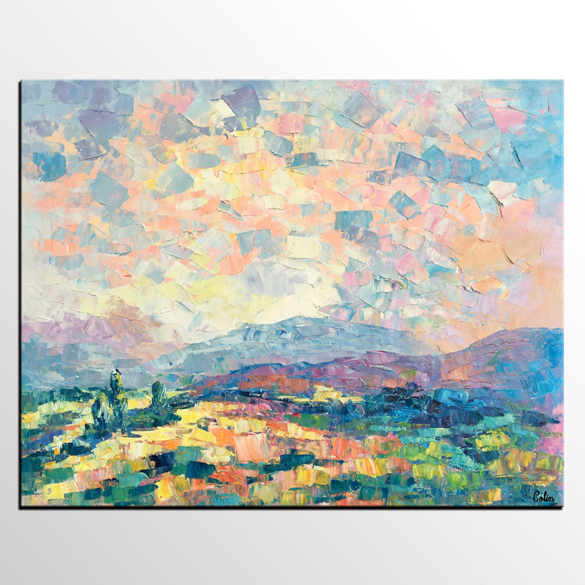 Custom Landscape Oil Painting, Original Artwork, Spring Mountain Painting, Canvas Painting-artworkcanvas